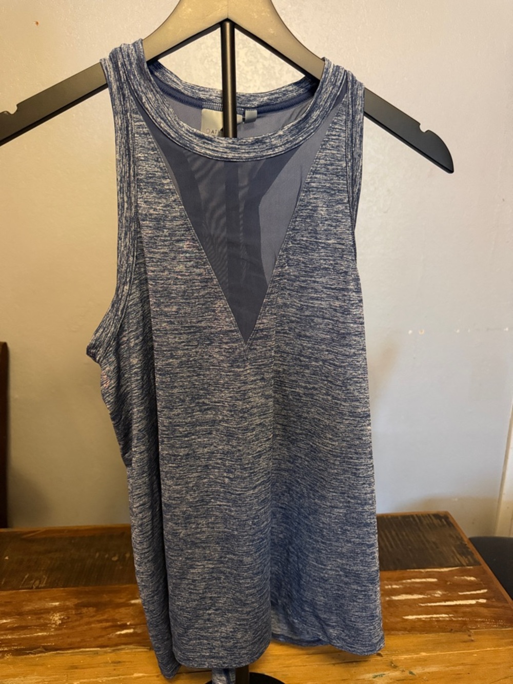 Athleta Women's Blue Mesh-Inset Sleeveless Tank Top